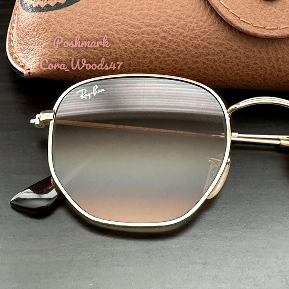 RayBan Hexagonal Gradient Brown Lenses RB3548N Gold Frame Unisex New - Picture 4 of 17